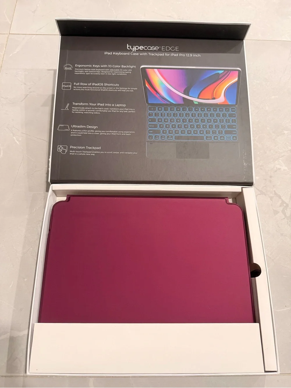EDGE iPad Keyboard Case with Trackpad Raspberrh